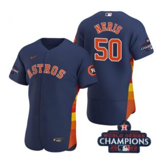Men's Hector Neris Houston Astros 2022 World Series Champions Stitched Navy Jersey