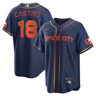Men's Cool Base Jason Castro Houston Astros 2022 Space City Connect Navy Stitched Jersey