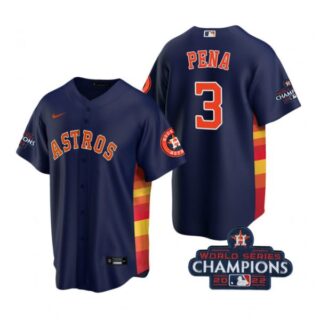 Men's Jeremy Pena Houston Astros 2022 World Series Champions Navy Stitched Jersey