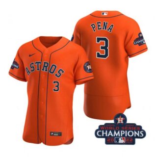 Men's Jeremy Pena Houston Astros 2022 World Series Champions Stitched Orange Jersey