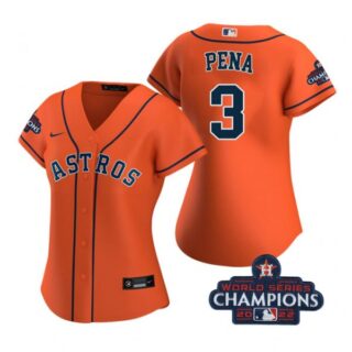 Women's Jeremy Pena Houston Astros 2022 World Series Champions Orange Stitched Jersey