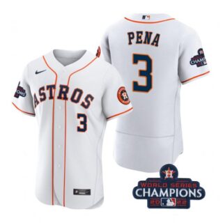 Men's Jeremy Pena Houston Astros 2022 World Series Champions Stitched White Jersey