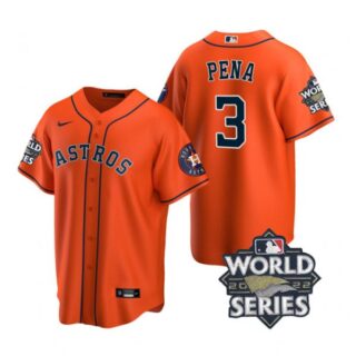 Men's Houston Astros Jeremy Pena 2022 World Series Orange Alternate Stitched Jersey