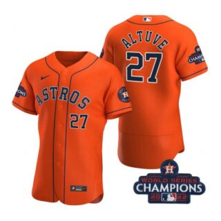 Men's Jose Altuve Houston Astros 2022 World Series Champions Stitched Orange Jersey