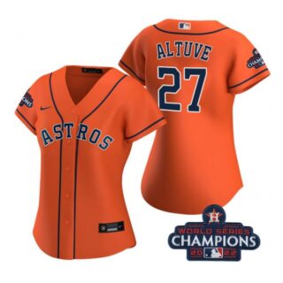 Women's Jose Altuve Houston Astros 2022 World Series Champions Orange Stitched Jersey