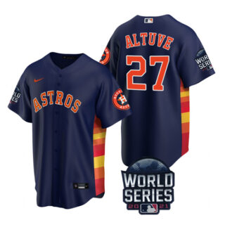 Youth Houston Astros Jose Altuve 2021 World Series Stitched Jersey Cool Base Navy