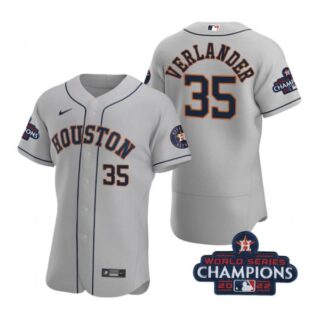 Men's Justin Verlander Houston Astros 2022 World Series Champions Stitched Gray Jersey