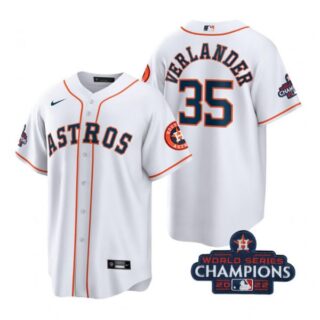 Men's Justin Verlander Houston Astros 2022 World Series Champions White Stitched Jersey