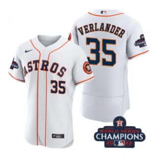 Men's Justin Verlander Houston Astros 2022 World Series Champions Stitched White Jersey