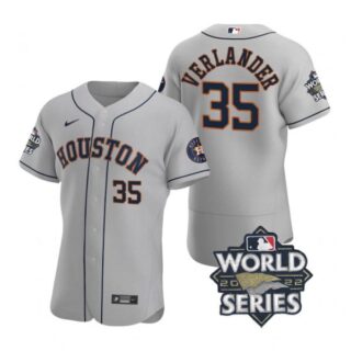 Men's Justin Verlander Houston Astros 2022 World Series Stitched Jersey Gray