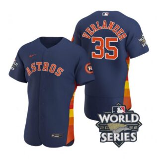 Men's Justin Verlander Houston Astros 2022 World Series Stitched Jersey Navy