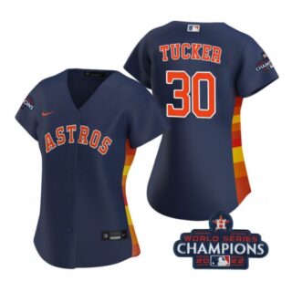Women's Kyle Tucker Houston Astros 2022 World Series Champions Navy Stitched Jersey