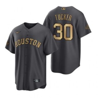Men's Cool Base Kyle Tucker Houston Astros 2022 MLB All-Star Game Charcoal Black Stitched Jersey