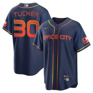 Youth Kyle Tucker Houston Astros 2022 Space City Connect Navy Stitched Jersey