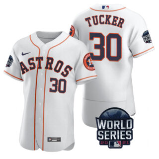 Men's Houston Astros Kyle Tucker 2021 World Series Stitched Jersey Flex Base White Home