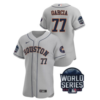 Men's Houston Astros Luis Garcia 2021 World Series Stitched Jersey Flex Base Gray