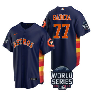 Youth Houston Astros Luis Garcia 2021 World Series Stitched Jersey Cool Base Navy