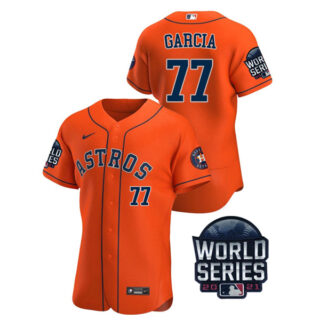 Men's Houston Astros Luis Garcia 2021 World Series Stitched Jersey Flex Base Orange