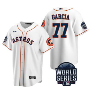 Youth Houston Astros Luis Garcia 2021 World Series Stitched Jersey Cool Base White Home