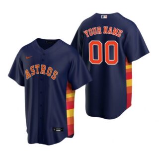 Men's Custom Houston Astros Cool Base Jersey Navy