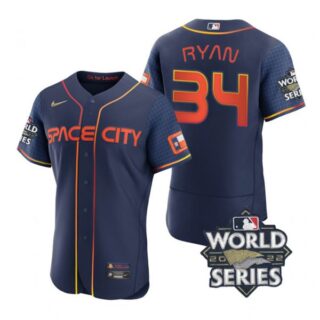 Men's Nolan Ryan Houston Astros 2022 World Series Space City Connect Jersey Navy