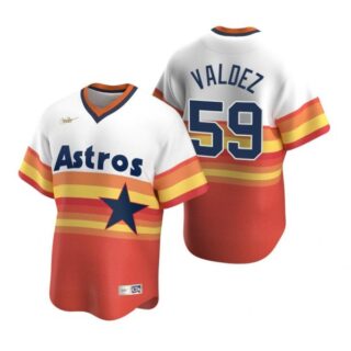 Men's Framber Valdez Houston Astros Cool Base Jersey Orange Cooperstown