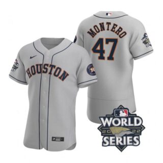 Men's Rafael Montero Houston Astros 2022 World Series Stitched Jersey Gray