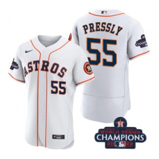 Men's Ryan Pressly Houston Astros 2022 World Series Champions Stitched White Jersey