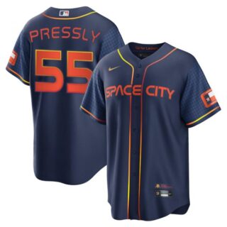Youth Ryan Pressly Houston Astros 2022 Space City Connect Navy Stitched Jersey