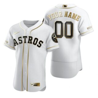 Men's Custom Houston Astros Flex Base Jersey White Golden