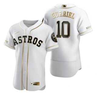 Men's Yuli Gurriel Houston Astros Flex Base Jersey White Golden