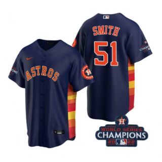 Men's Will Smith Houston Astros 2022 World Series Champions Navy Stitched Jersey