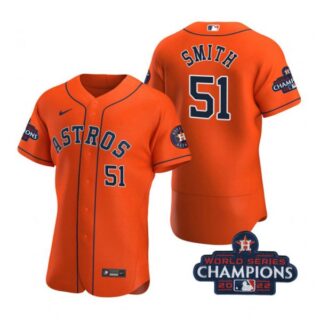 Men's Will Smith Houston Astros 2022 World Series Champions Stitched Orange Jersey
