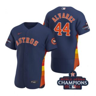 Men's Yordan Alvarez Houston Astros 2022 World Series Champions Stitched Navy Jersey