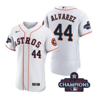 Men's Yordan Alvarez Houston Astros 2022 World Series Champions Stitched White Jersey