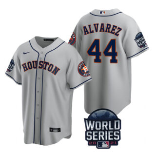 Youth Houston Astros Yordan Alvarez 2021 World Series Stitched Jersey Cool Base Gray