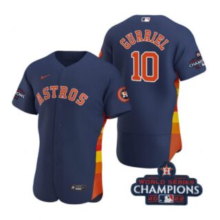 Men's Yuli Gurriel Houston Astros 2022 World Series Champions Stitched Navy Jersey