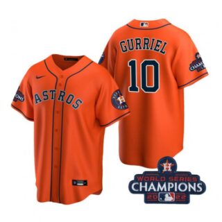 Men's Yuli Gurriel Houston Astros 2022 World Series Champions Orange Stitched Jersey