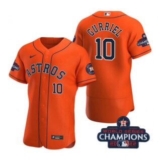 Men's Yuli Gurriel Houston Astros 2022 World Series Champions Stitched Orange Jersey