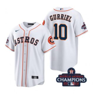 Men's Yuli Gurriel Houston Astros 2022 World Series Champions White Stitched Jersey
