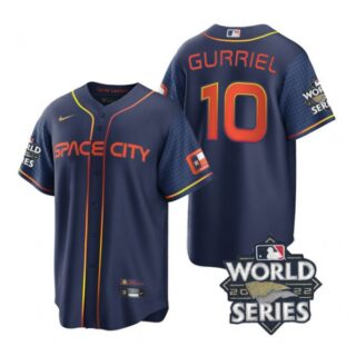 Men's Houston Astros Yuli Gurriel 2022 World Series City Connect Navy Stitched Jersey