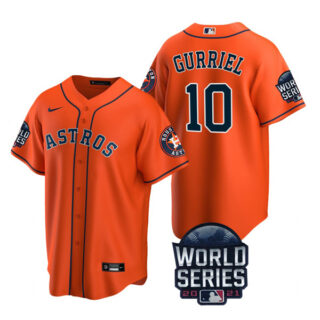 Youth Houston Astros Yuli Gurriel 2021 World Series Stitched Jersey Cool Base Orange
