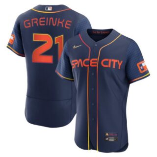 Men's Flex Base Zack Greinke Houston Astros 2022 Space City Connect Navy Stitched Jersey