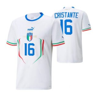 Youth Bryan Cristante Italy National Team White Away Soccer Jersey 2022-23
