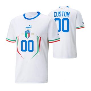 Youth Custom Italy National Team White Away Soccer Jersey 2022-23