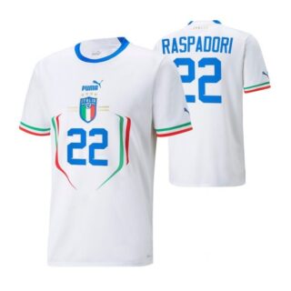 Youth Giacomo Raspadori Italy National Team White Away Soccer Jersey 2022-23