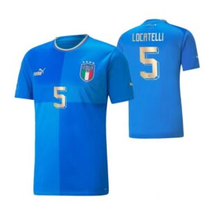 Youth Manuel Locatelli Italy National Team Blue Home Soccer Jersey 2022-23