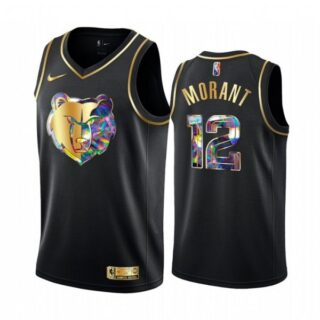 Men's Memphis Grizzlies Ja Morant 75th Anniversary Black Iridescent Diamond Jersey Stitched