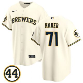Men's #71 Josh Hader Milwaukee Brewers White Jersey Cool Base Cream