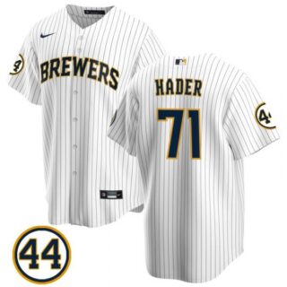 Men's #71 Josh Hader Milwaukee Brewers White Jersey Cool Base White